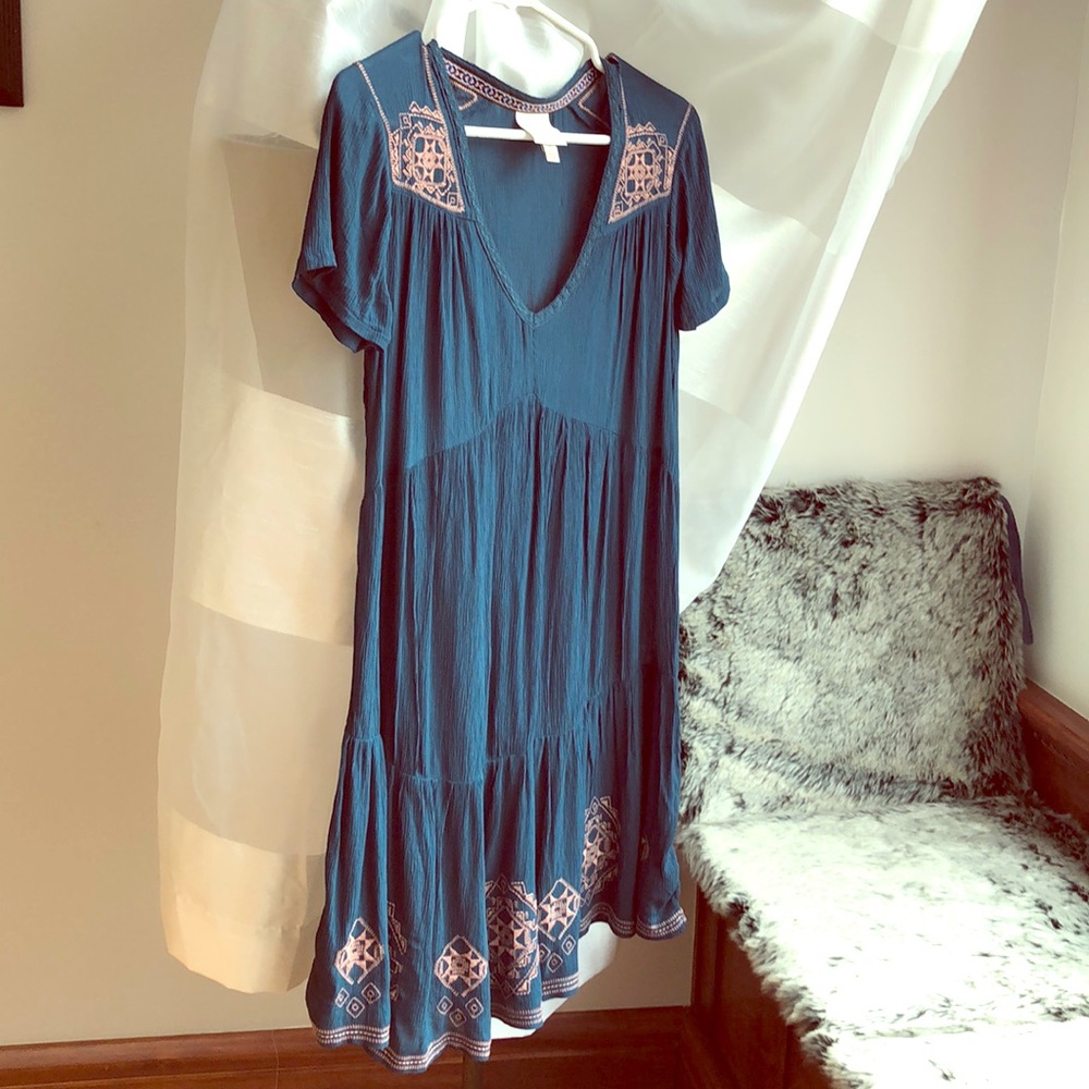 Knox Rose teal dress with southwest details